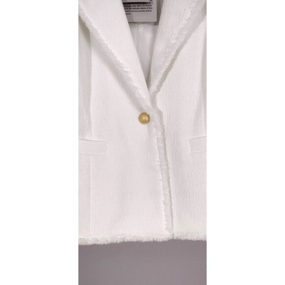 Kasper Women's Tweed One-Button Fringe Blazer White Size 6 NWT - Picture 6 of 15